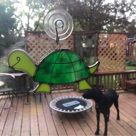 Stained Glass Turtle Textured Sun Catcher Hanging Window Art Hand Crafted Cute - Picture 2 of 4